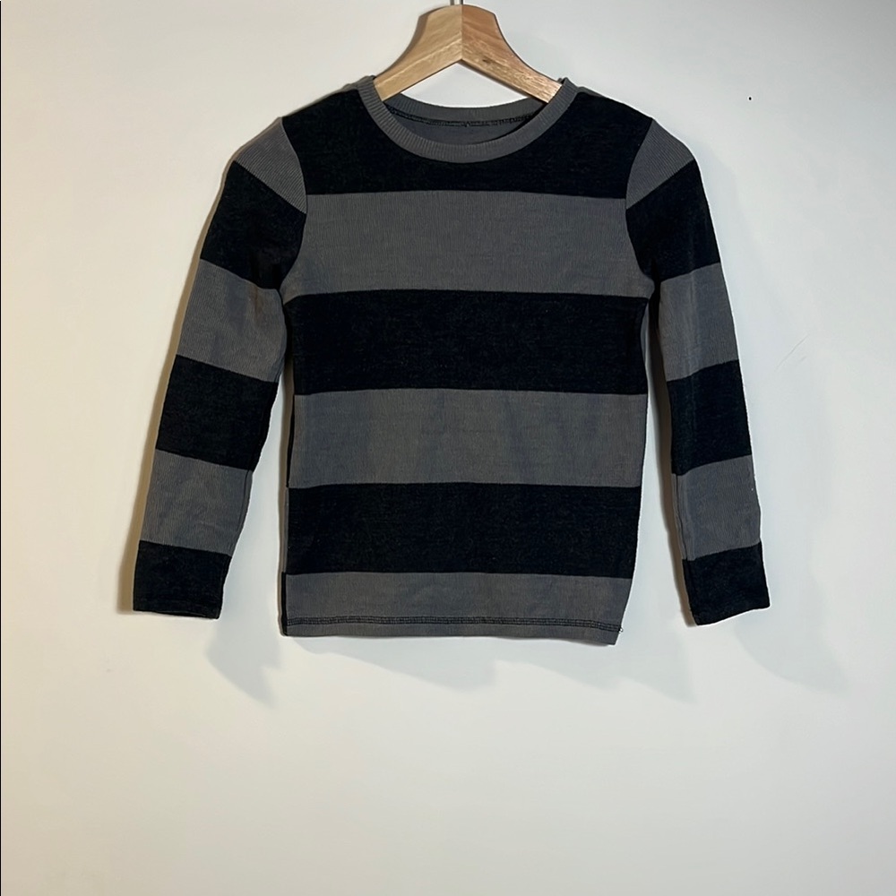 Jumping Beans Kids (7) Black & Gray Striped Crewneck Sweater